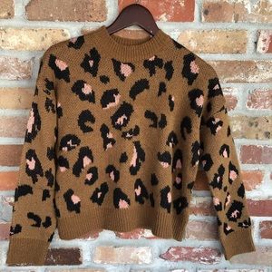 Goodnight Macaroon Cropped Leopard Print Sweater
